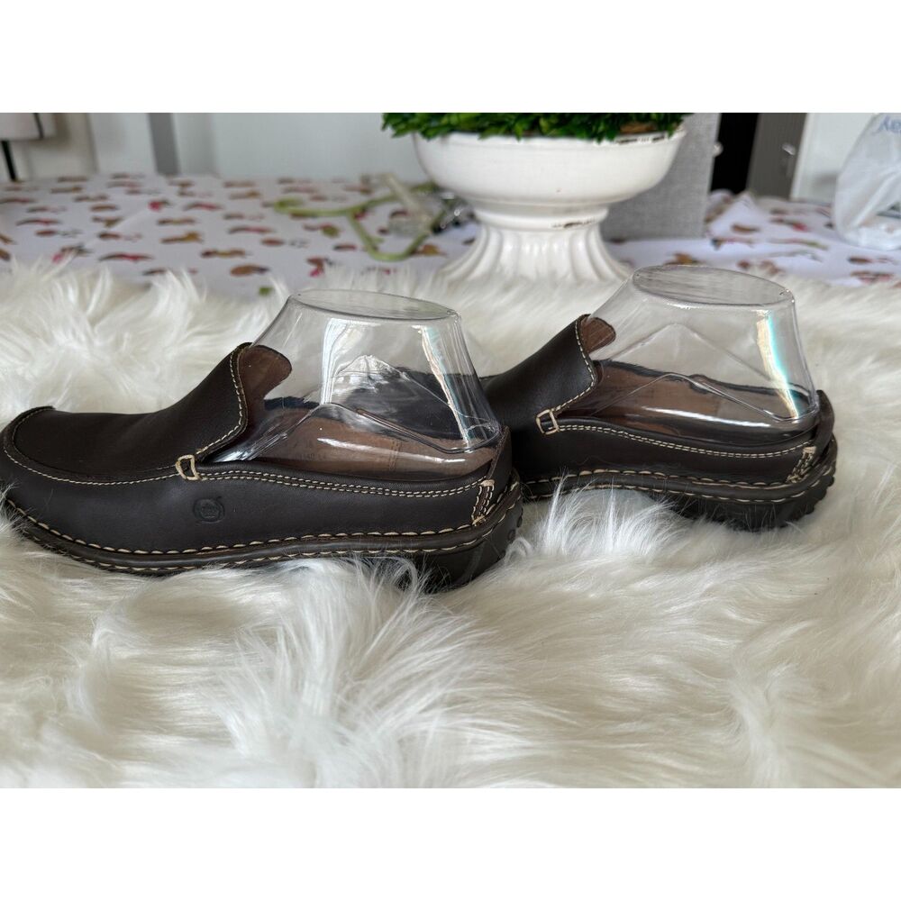 Born Women's Size 7 EUR 38 Brown Leather Slip On Mules Slides Clogs Shoes MSRP79